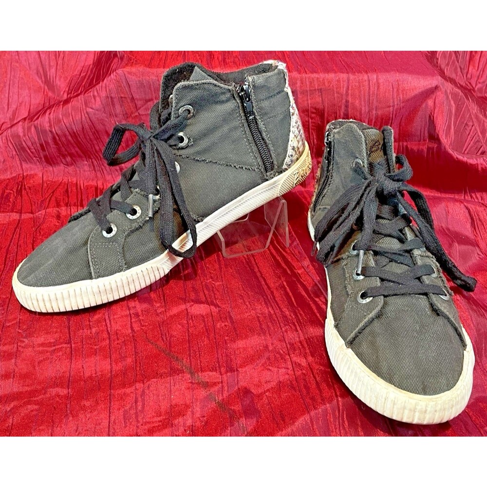 Womens Blowfish Malibu Black Canvas Round Toe Side Zip High Top Sneakers sz 9